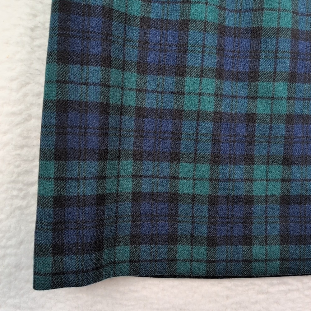 Vintage Pendleton Plaid Wool Skirt Size 6 A-Line Midi Pockets Green Blue Black - Picture 5 of 10